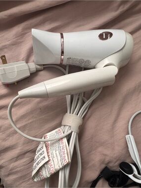 T3 White Hair Dryer with Rose Gold Trim